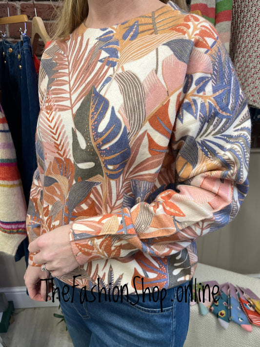 Hallie leaves wool mix jumper 8-14