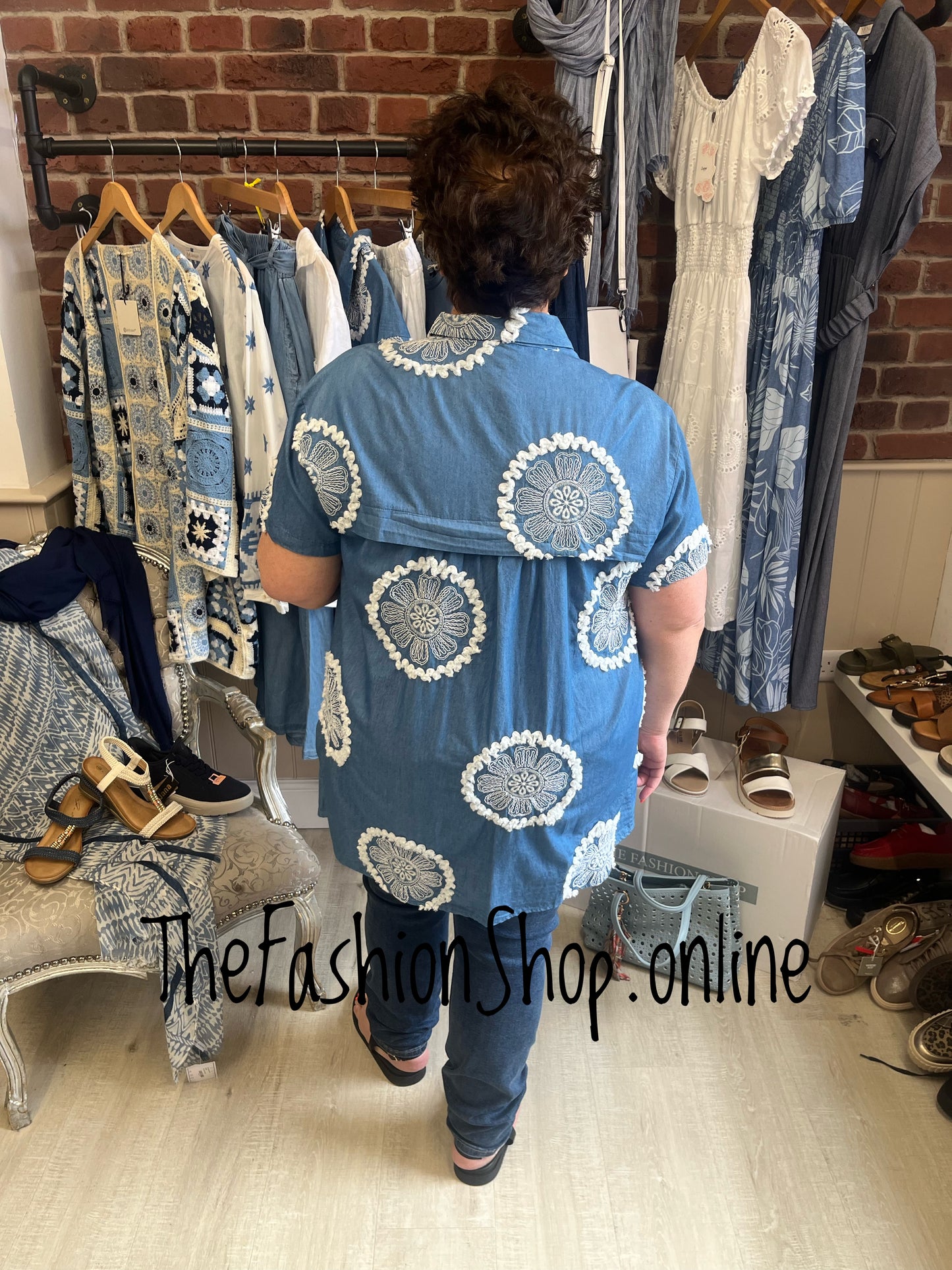 Fly Out denim shirt with embroidered detail 14-20