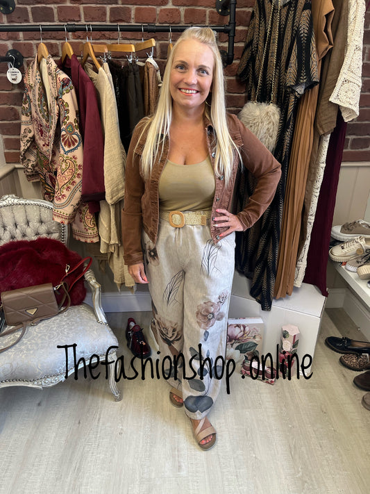Tan denim style cotton jacket sizes 8-16