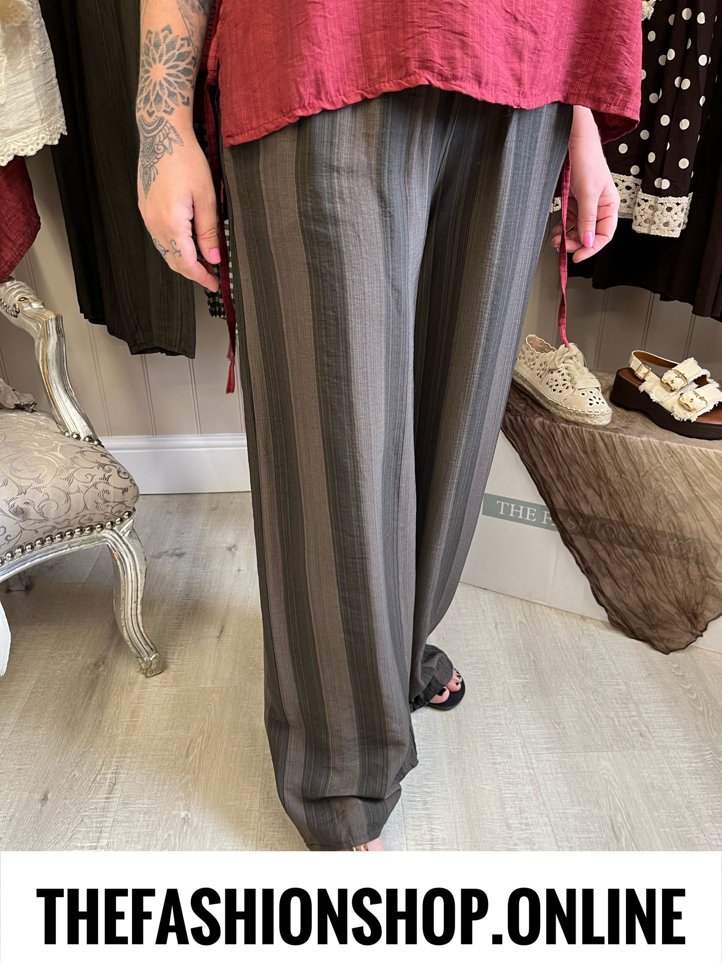 Belle brown striped wide legged trousers 8-14