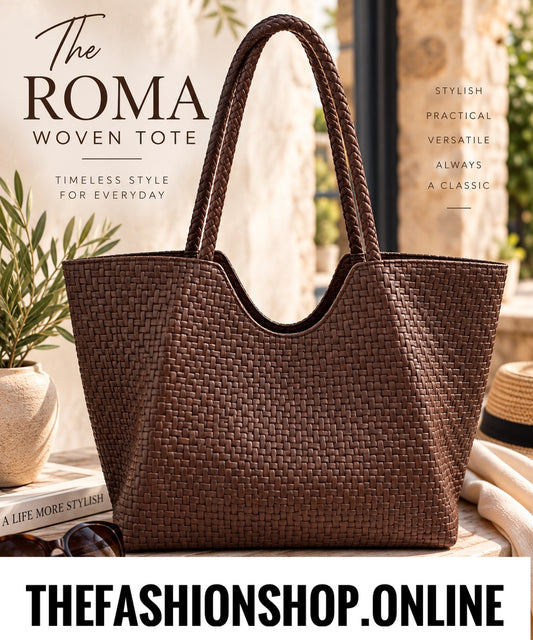 The Roma Woven Bag in Brown