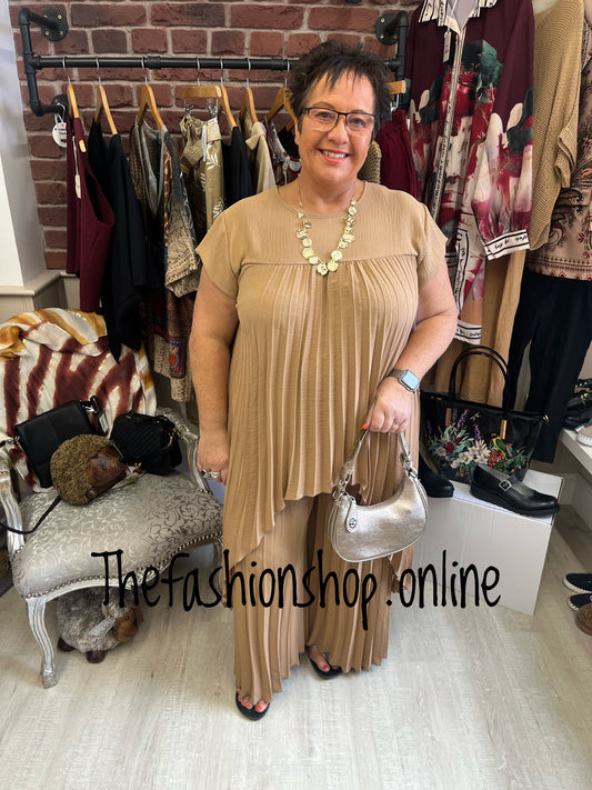 Charlotte camel pleated drape set 12-20