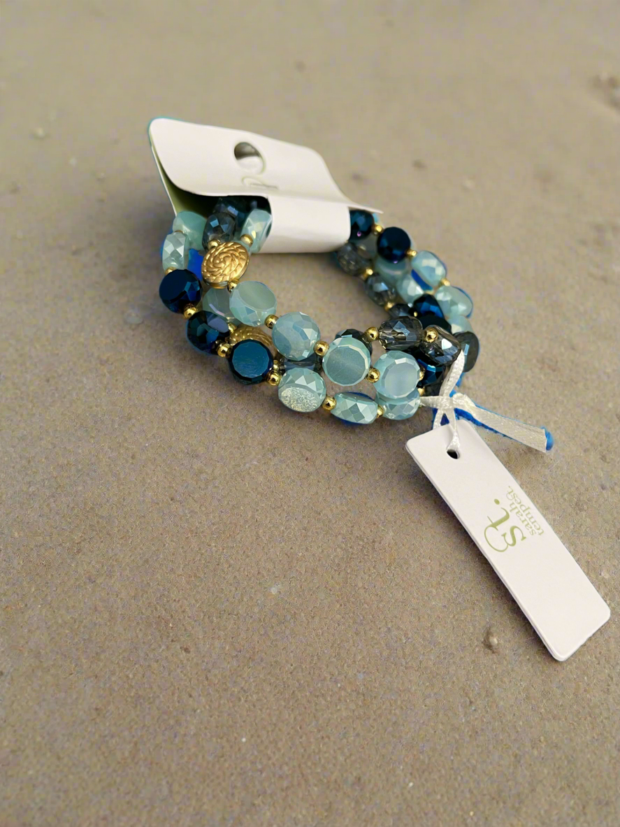 Sarah Tempest blue mix beaded bracelets