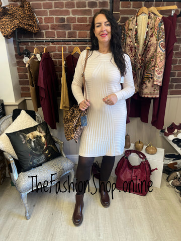Janine cream cashmere mix jumper dress 12-16