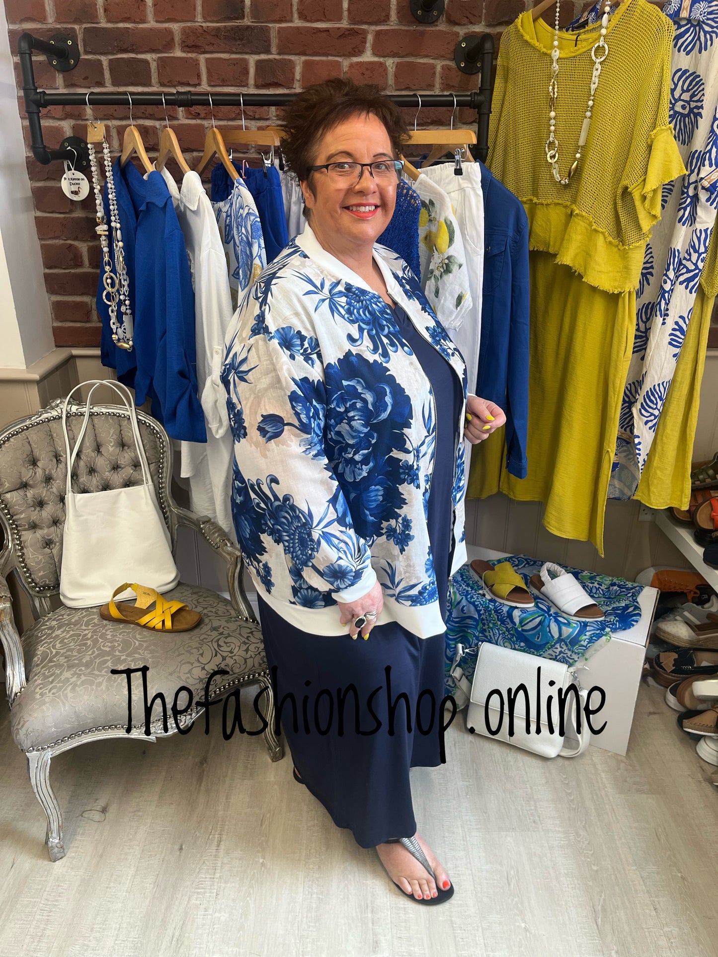 Poppy navy and cream lightweight jacket 16-20