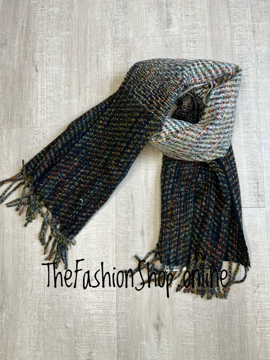 Black and cream ombre woven scarf