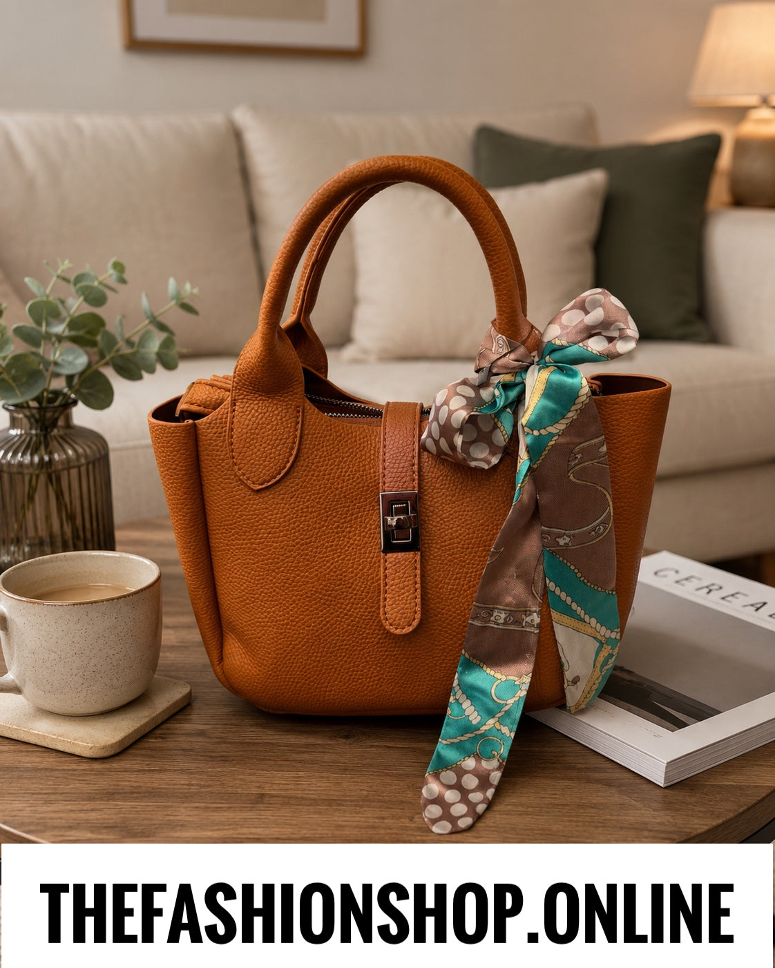 Zara Brown faux leather grab bag