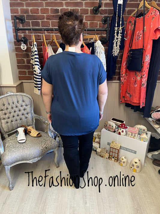 Anita navy cotton t shirt 14-22