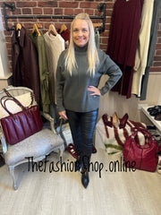 Megan khaki cashmere mix jumper 10-16