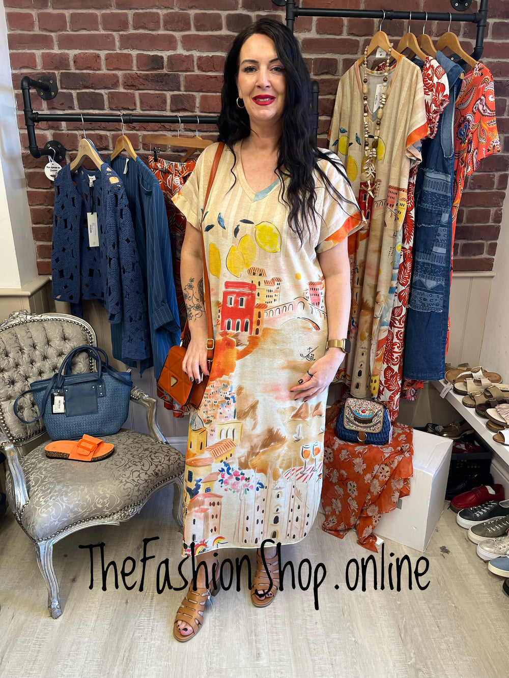 Helen orange coastal summer dress 12-18