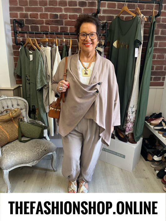 Annie mocha drape jacket 14-22