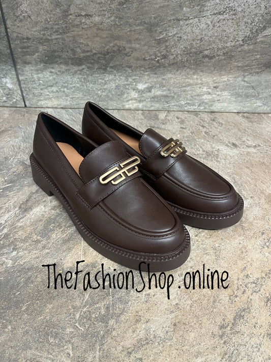 Abigail brown faux leather loafer sizes 3-8 (36-41)