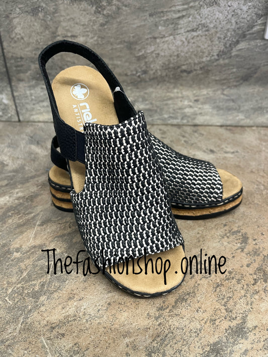 Rieker multi black wedge sandals sizes 4-8 (37-42)