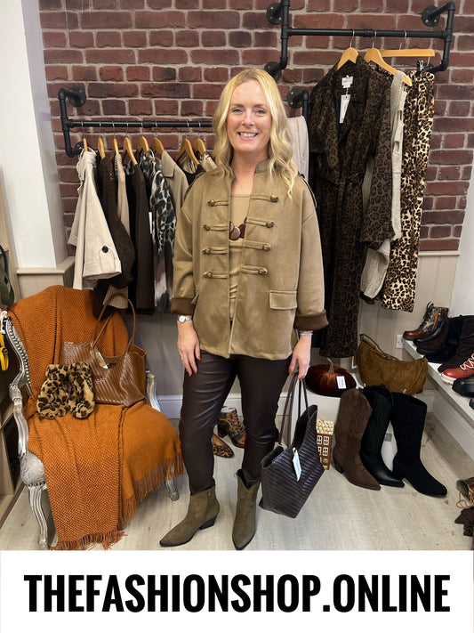 Kimberley camel faux suede military jacket 12-18