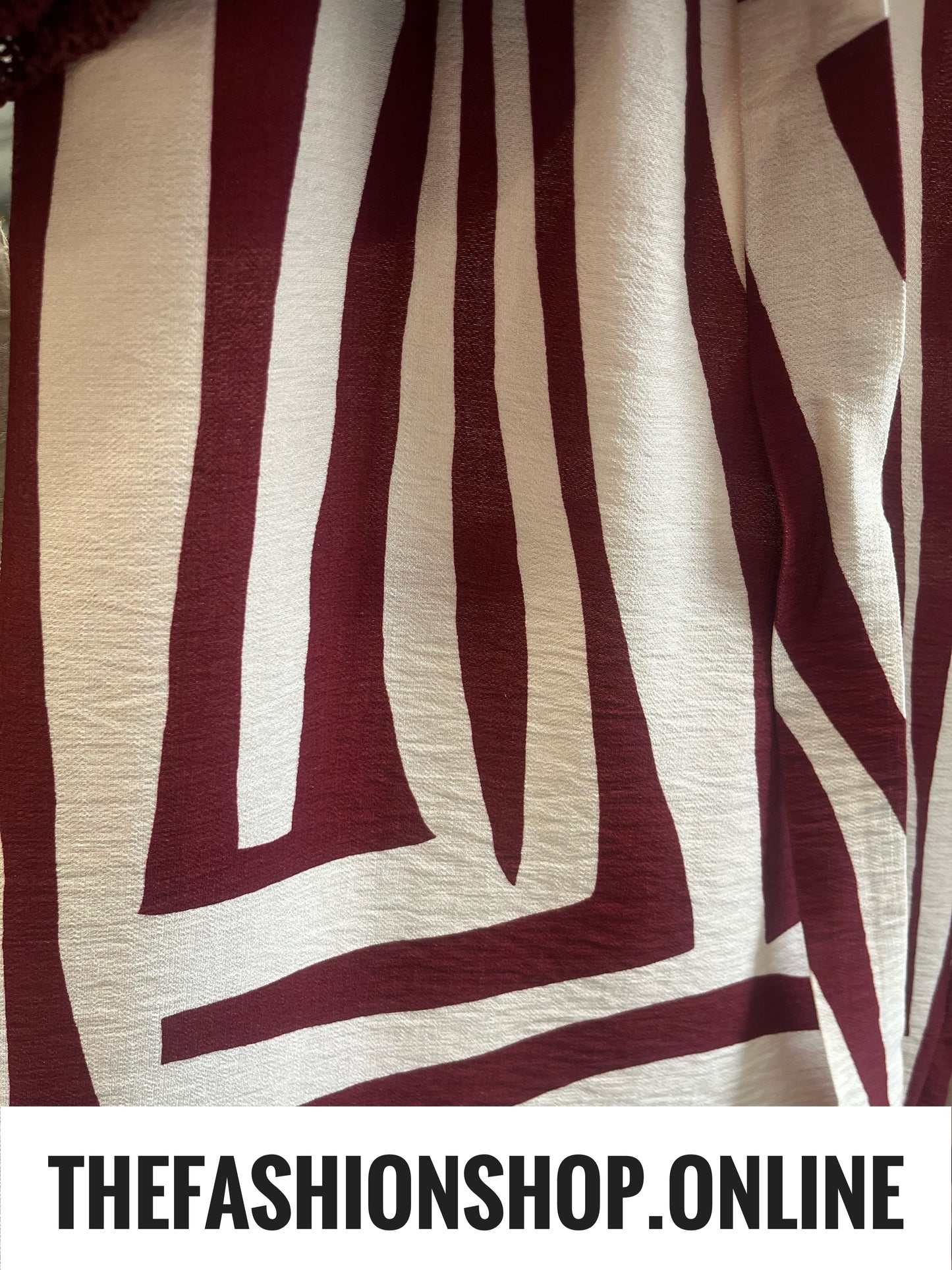 Ebony wine and cream wide leg trousers 10-16