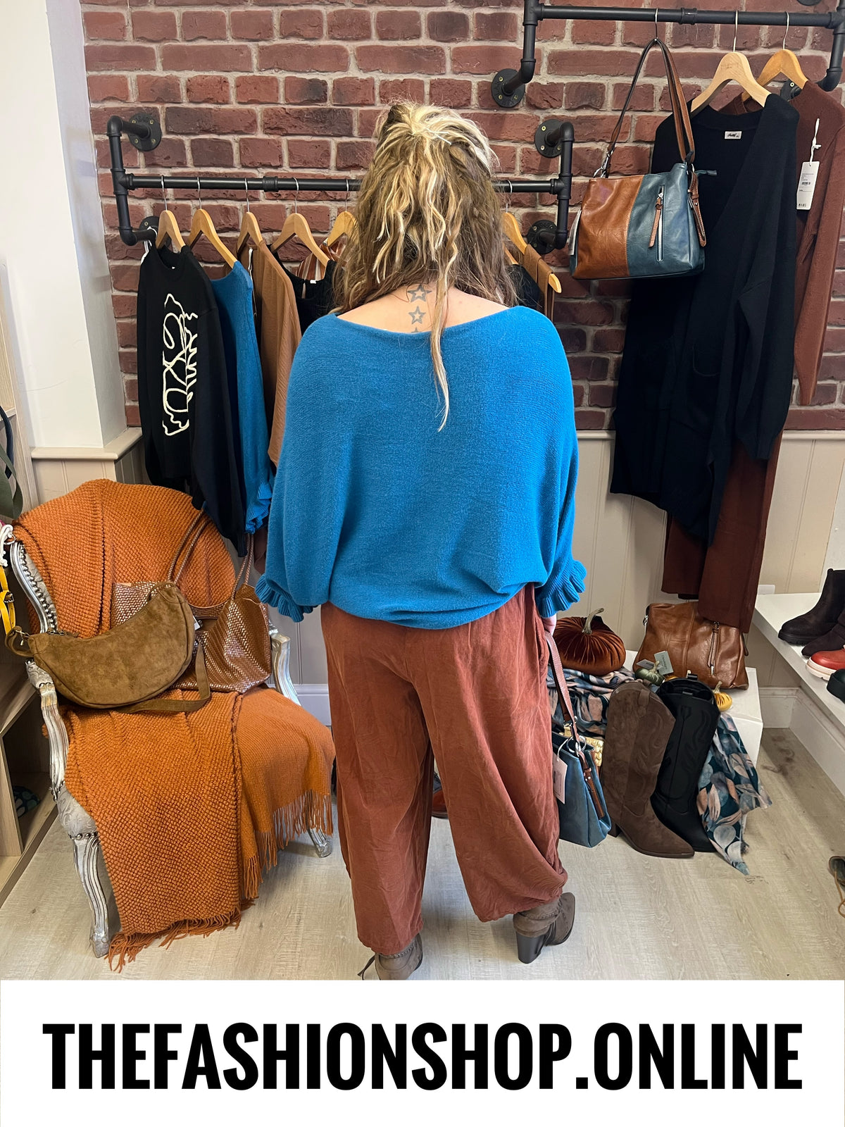 Zara teal frill sleeve jumper 10-16