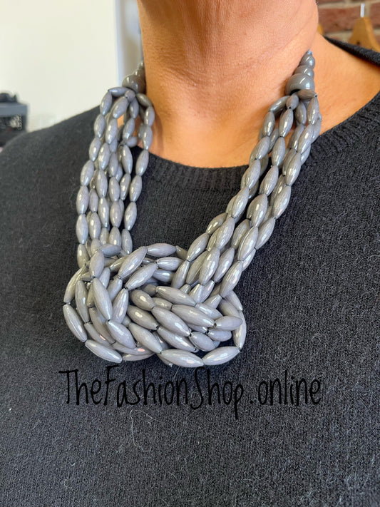 Sarah Tempest grey resin knot necklace