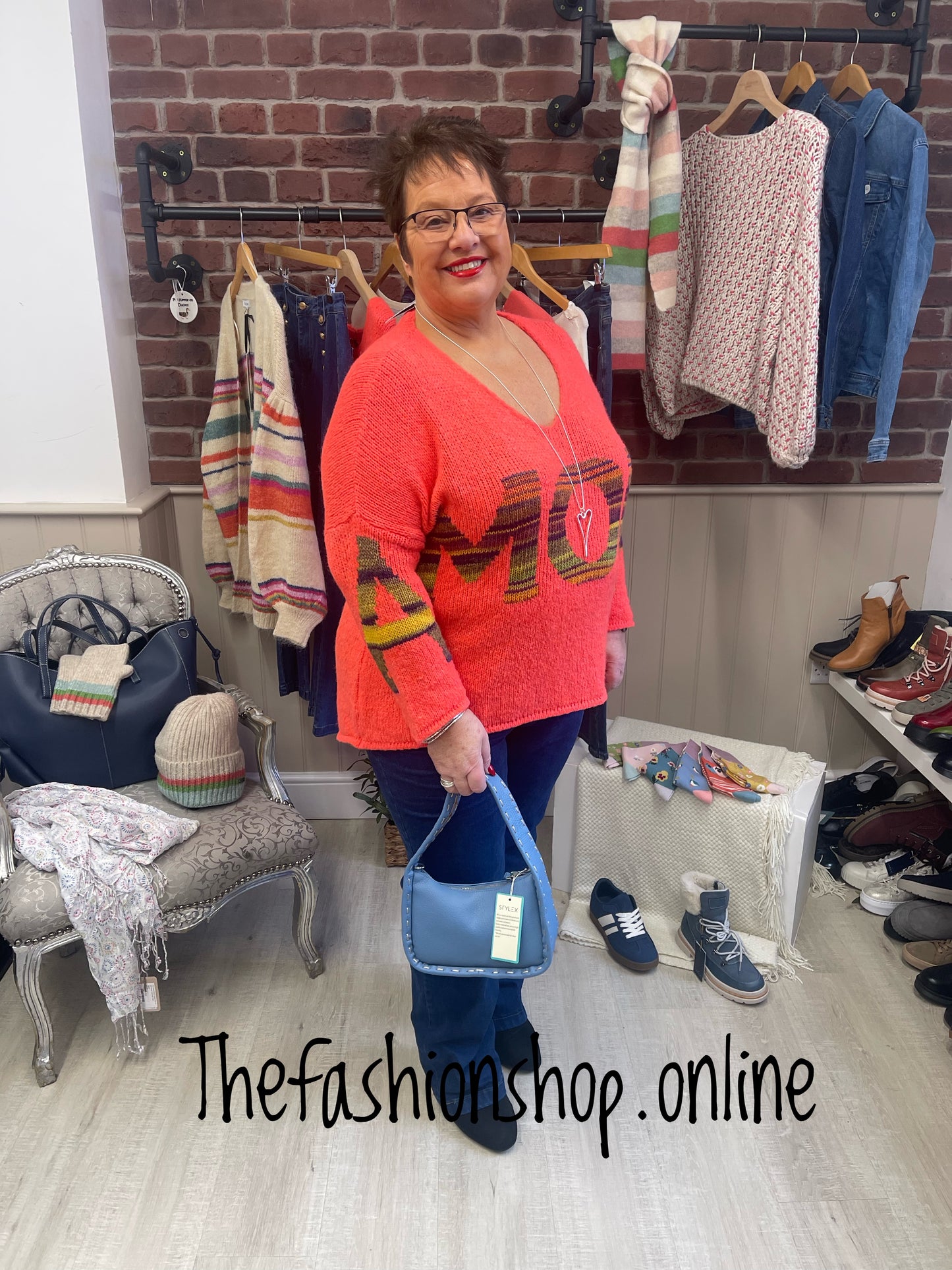 Phoebe coral Amour wool mix jumper 12-20