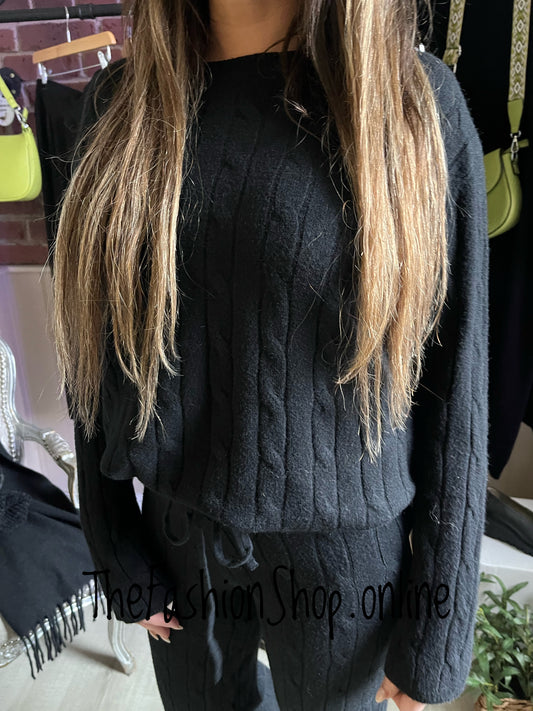 Amber black cashmere mix co-ord 10-14