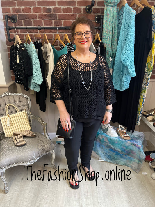 Anna black crochet layering top 12-20