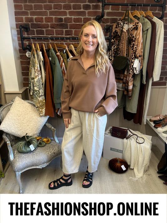 Zena Camel Collared Sweatshirt 8-14