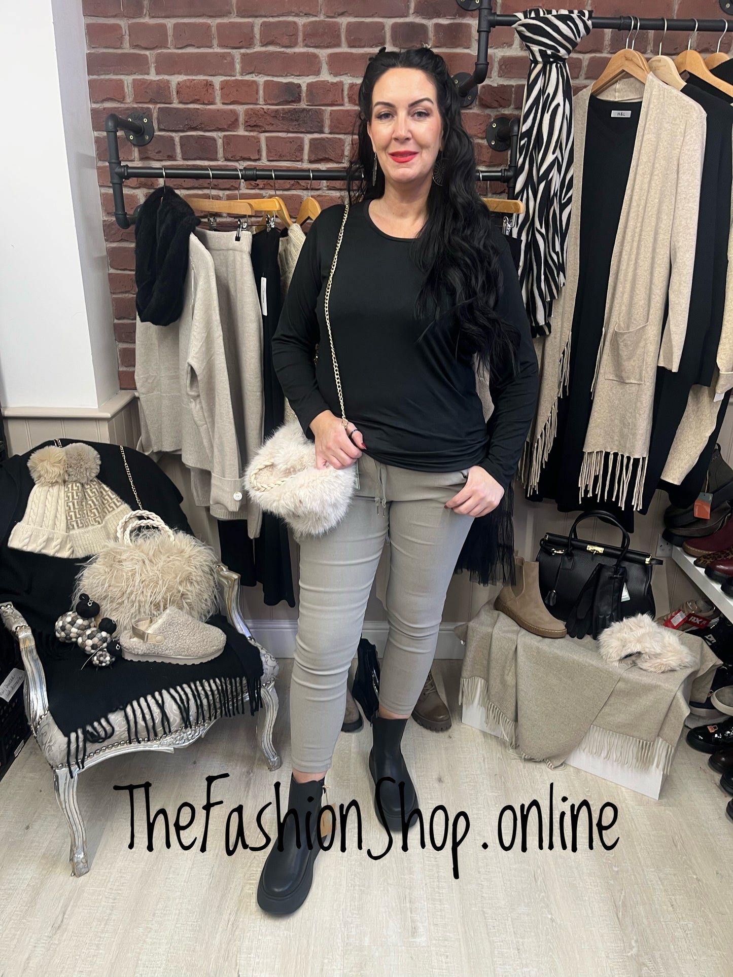 Tia black long sleeve layering top 12-18