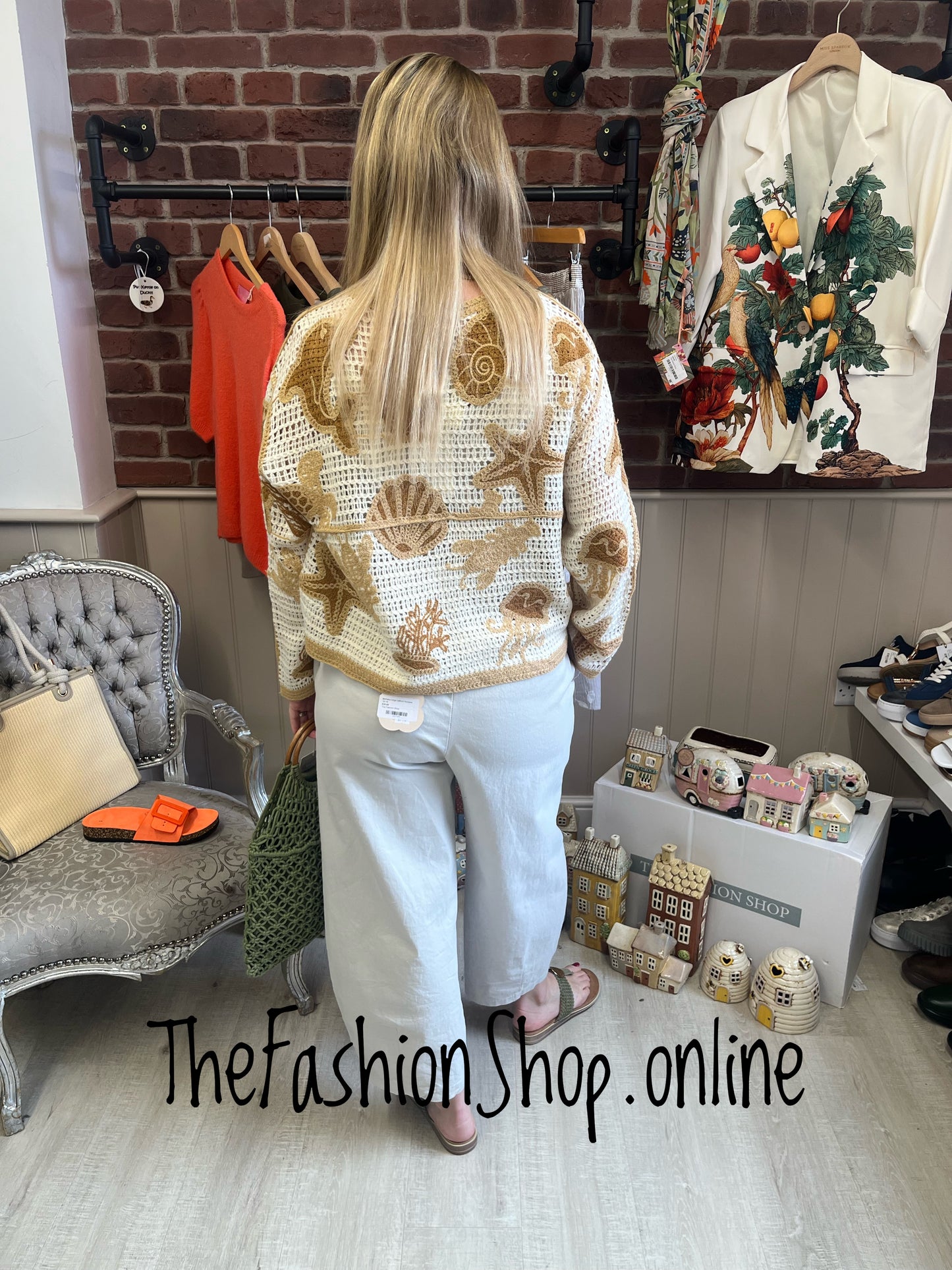 Molly camel crochet sealife layering top 8-14