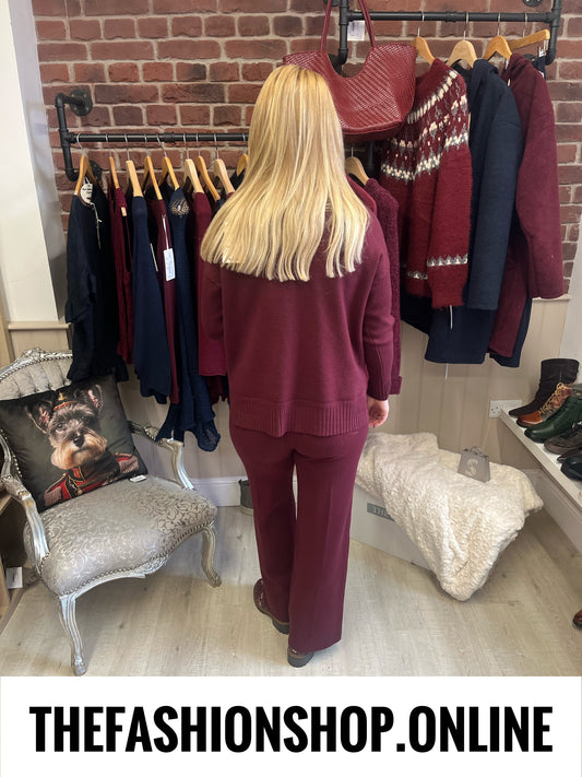 Larna wine cashmere mix co-ord 8-16