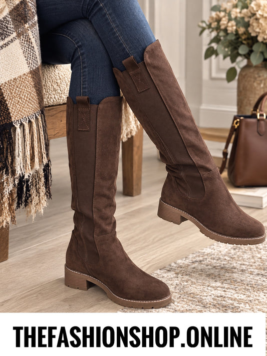 Ebony brown faux suede knee high boots sizes 3-8 (36-41)