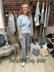 Jasmine blue cable knit button top 8-16