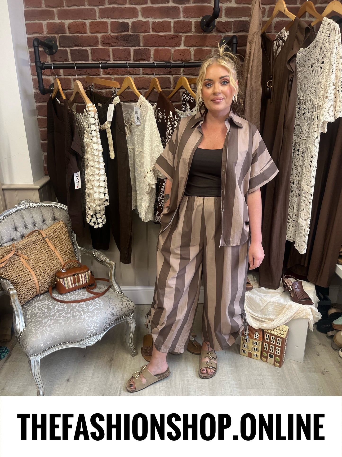 Sophie brown and mocha striped trousers 10-16