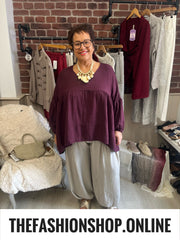 Lydia mulberry cheesecloth top 14-20