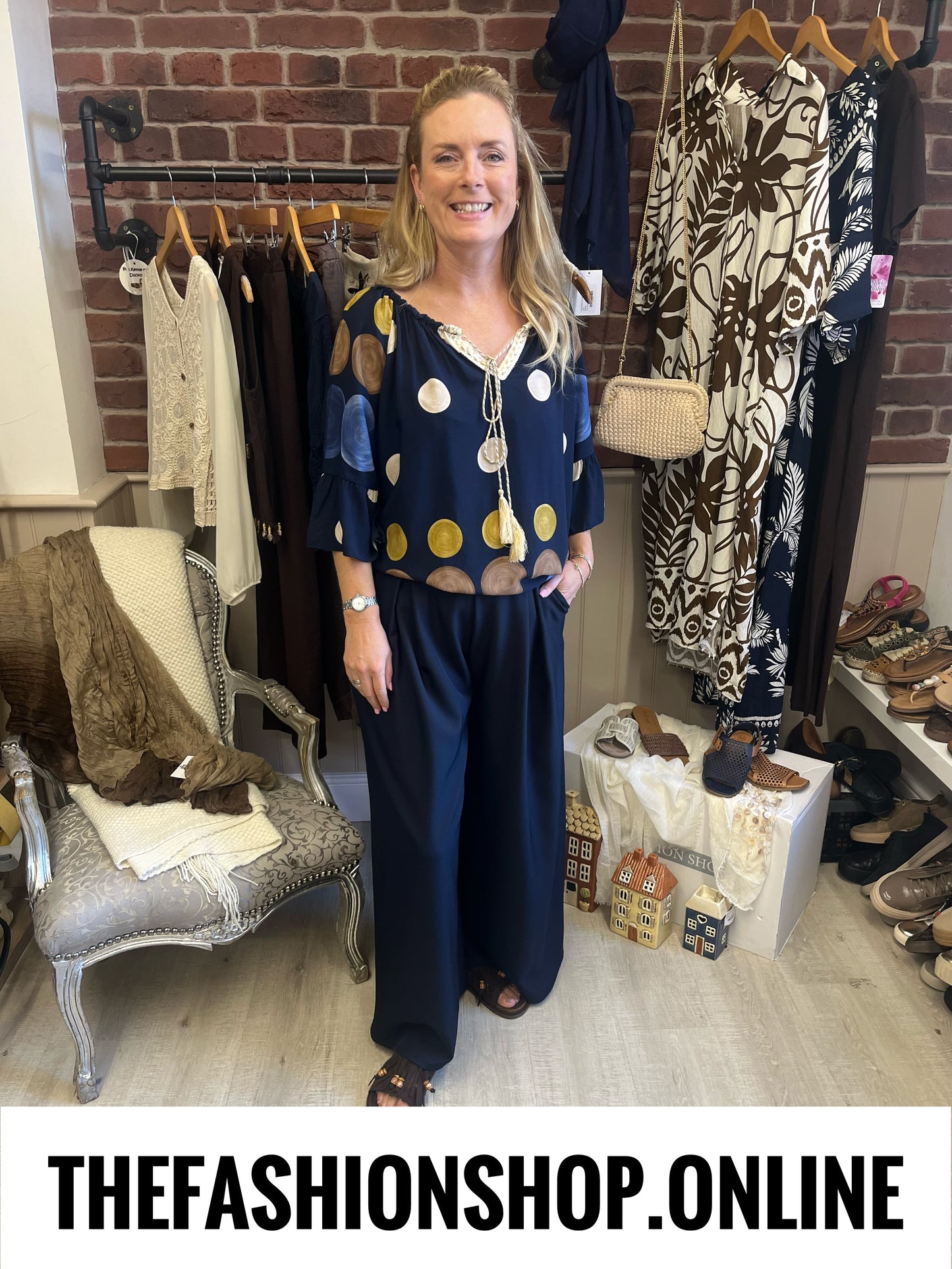 Stella navy and tan bardot top 14-18
