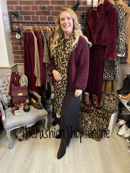 Skye Wine Alpaca and wool mix Boucle Cardigan 12-18