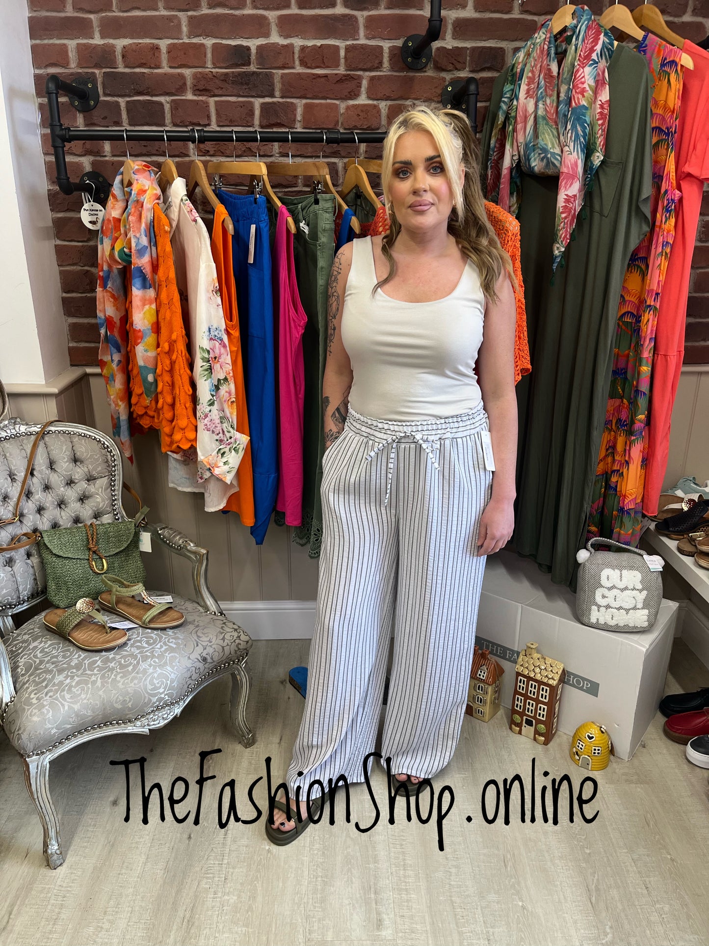 Kimberley khaki and white striped trousers 10-16