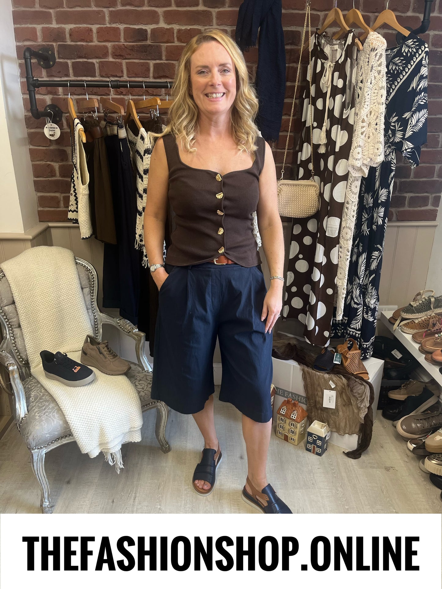 Finley navy Bermuda shorts with belt 10-16