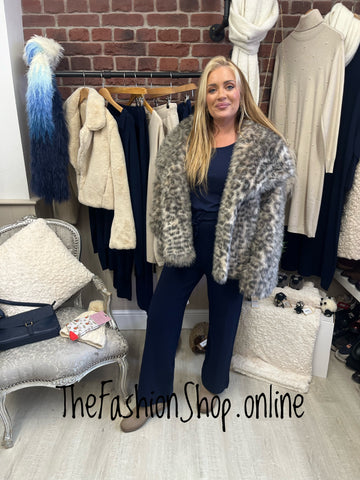 Millie navy fine knit trousers 8-14