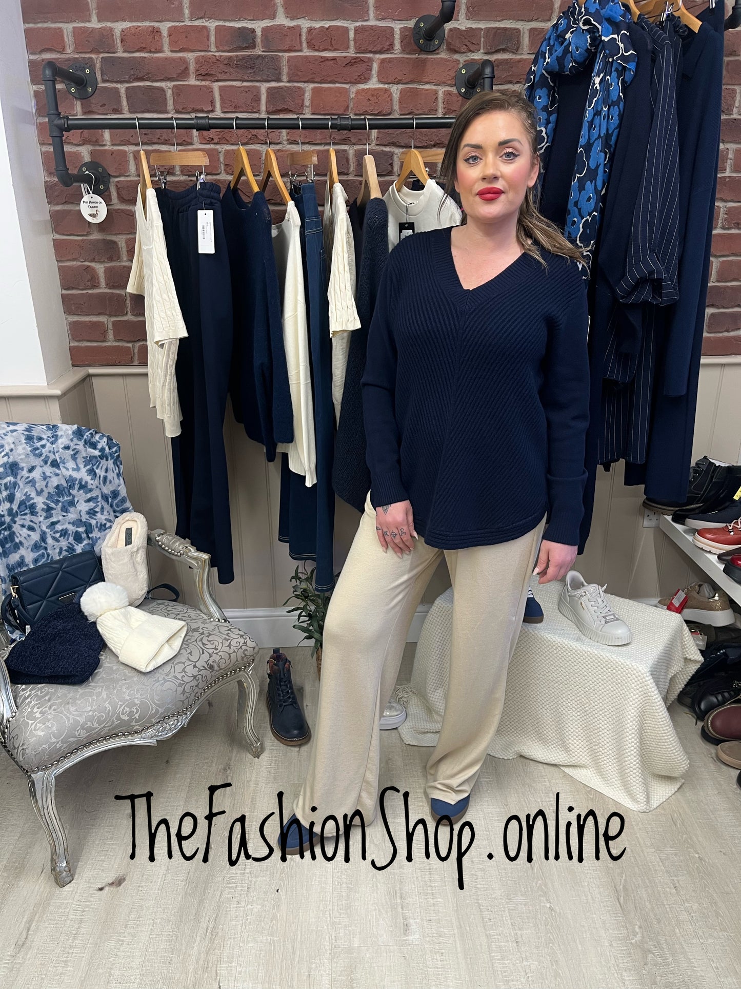 Lydia navy cashmere mix jumper 10-16