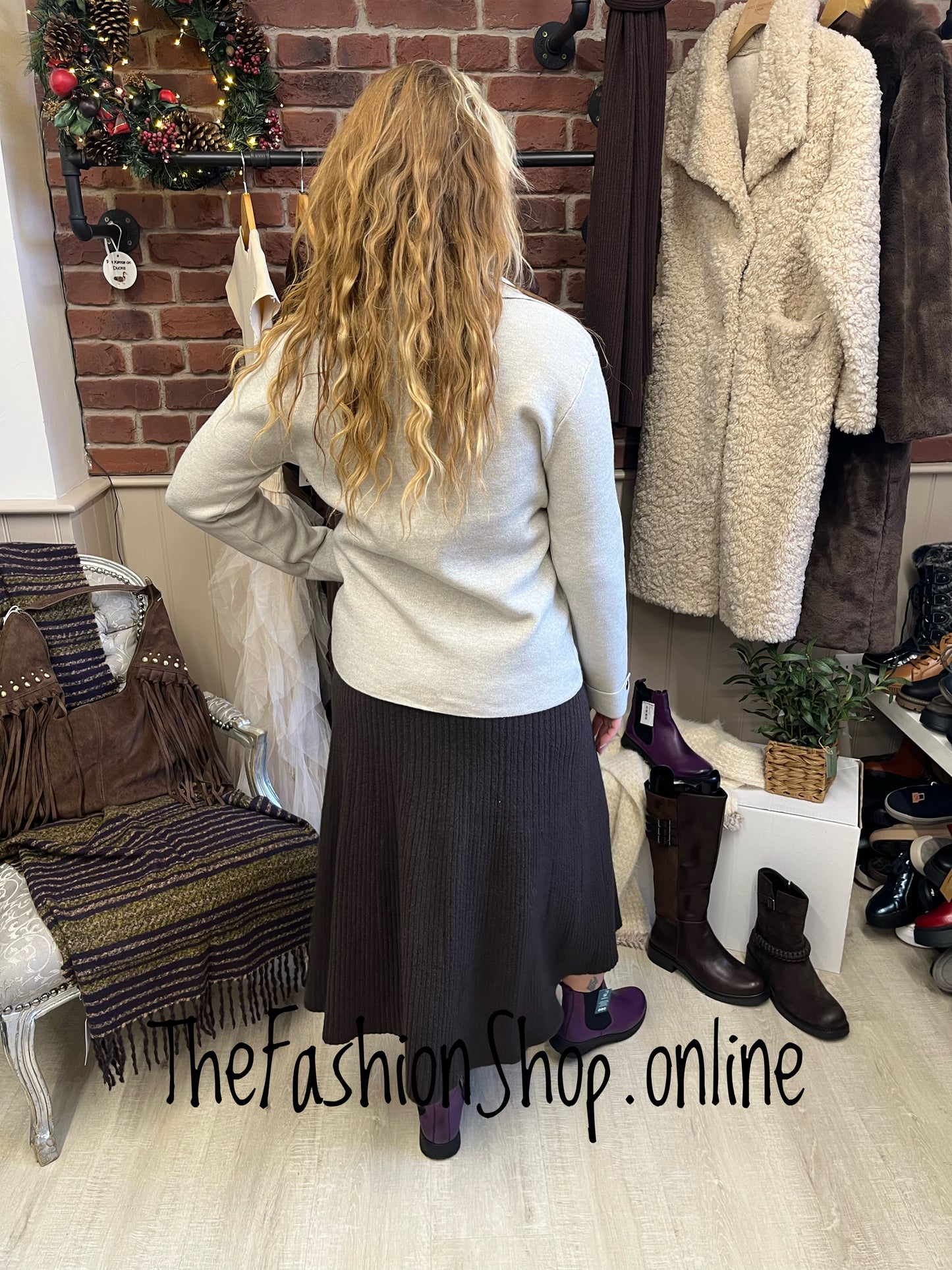 Darcie beige fine knit jacket 8-14