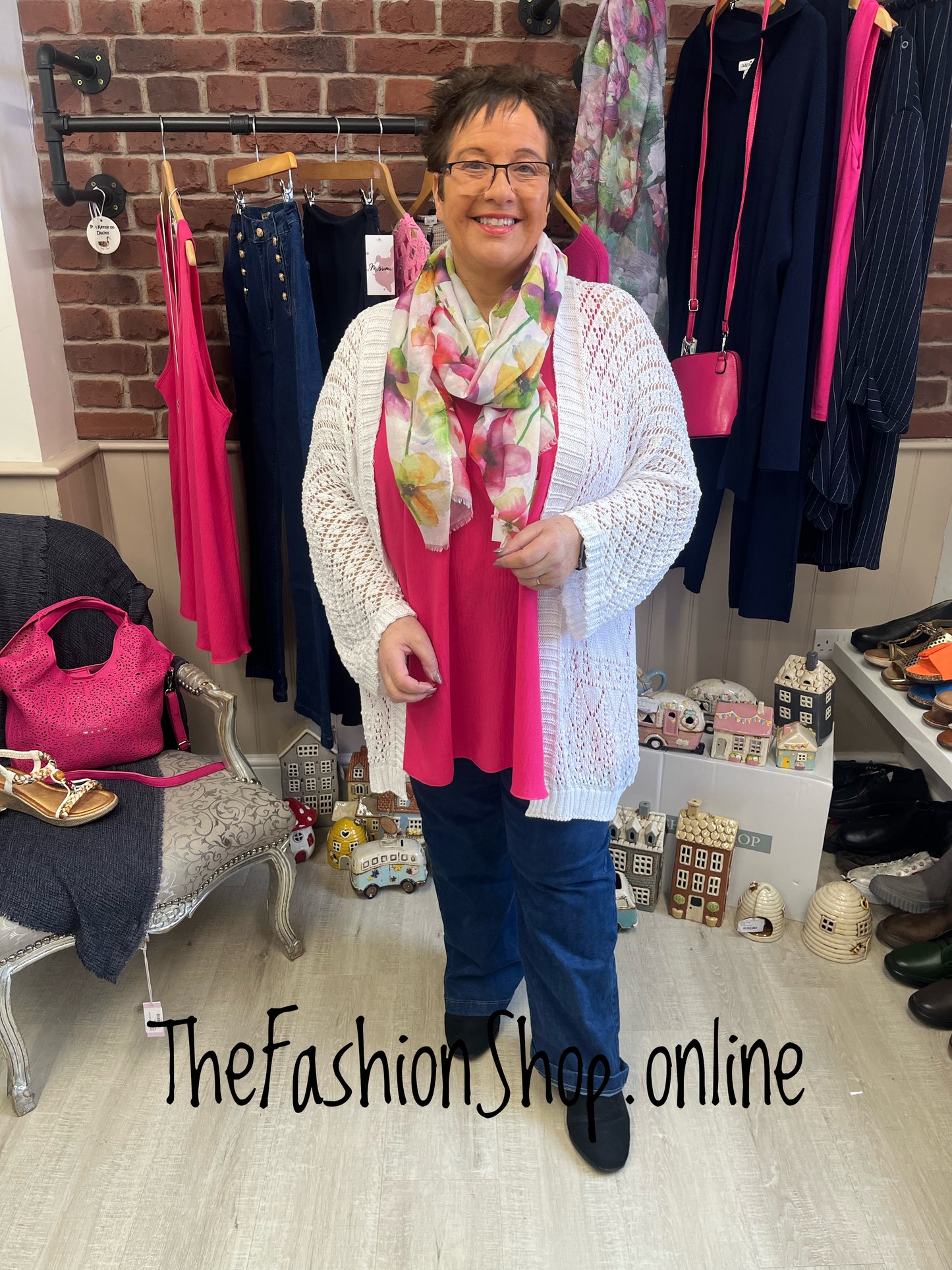 Evie white crochet edge to edge cardigan 16-22