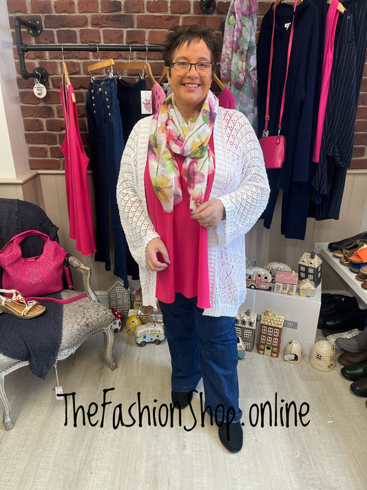 Evie white crochet edge to edge cardigan 16-22