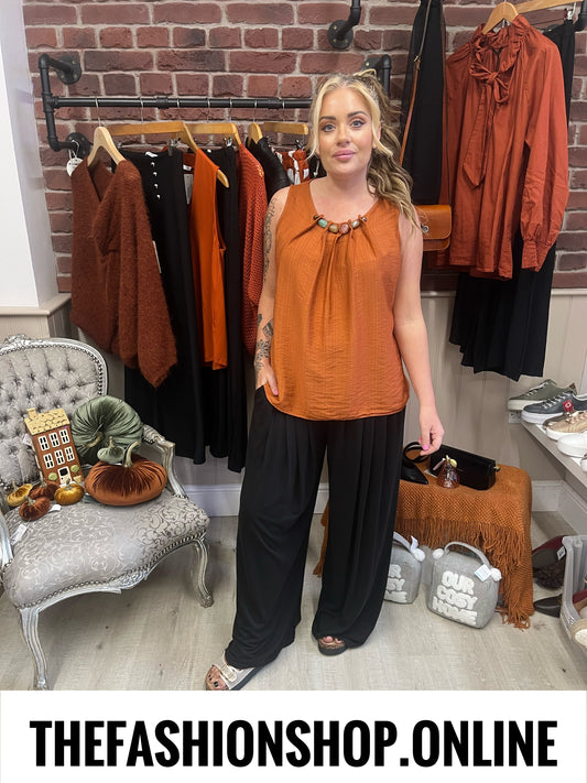 Sierra cinnamon straight hem beaded  top 8-16