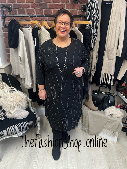 Annabelle black diamante evening dress 14-20