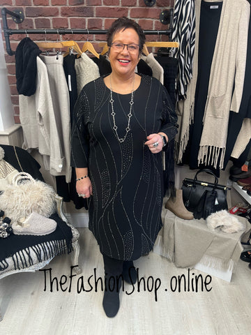 Annabelle black diamante evening dress 14-20