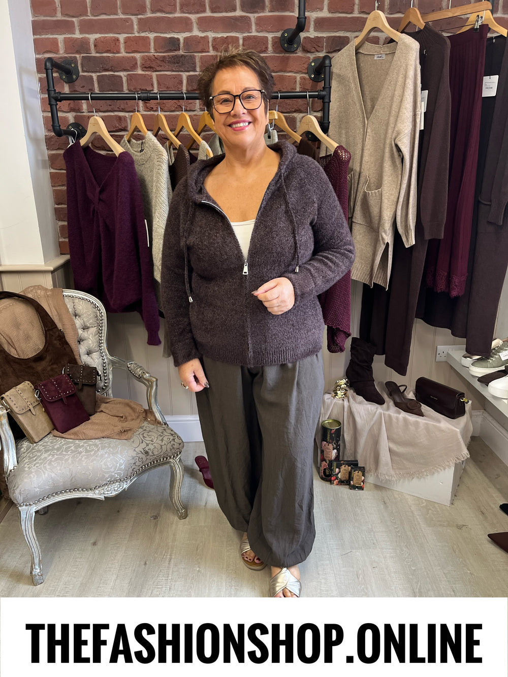 Lizzy brown hooded zip jacket sizes 12-14 and 16-18