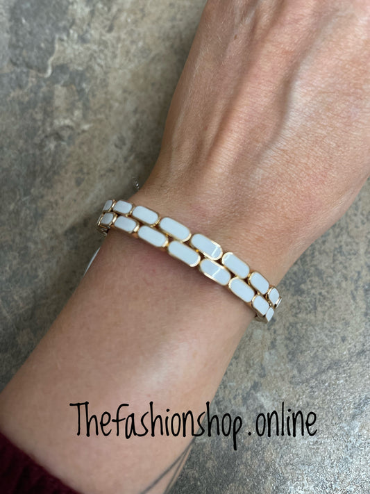 Zelly gold jubilee bracelet with ivory enamel