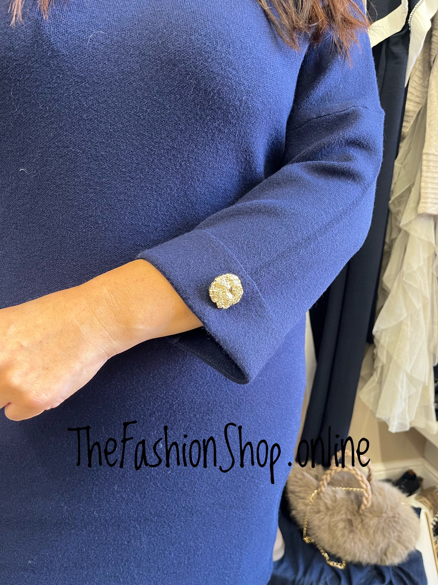 Sara navy cashmere mix jumper dress 12-16