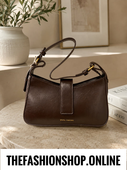 The Harper Shoulder Bag in Chocolate Brown