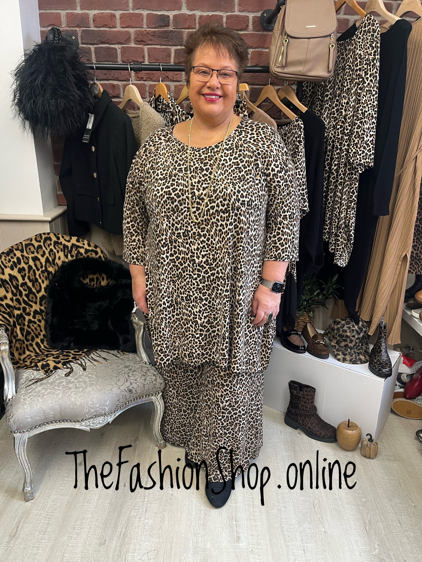 Clarissa brown leopard print top 16-24