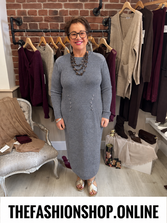 Olivia grey cashmere mix jumper dress sizes 12-14 and 16-18